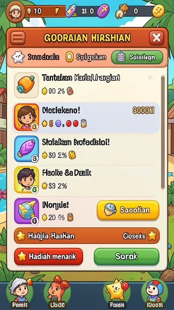 Karakter yang unik dan siap untuk bertualang.
