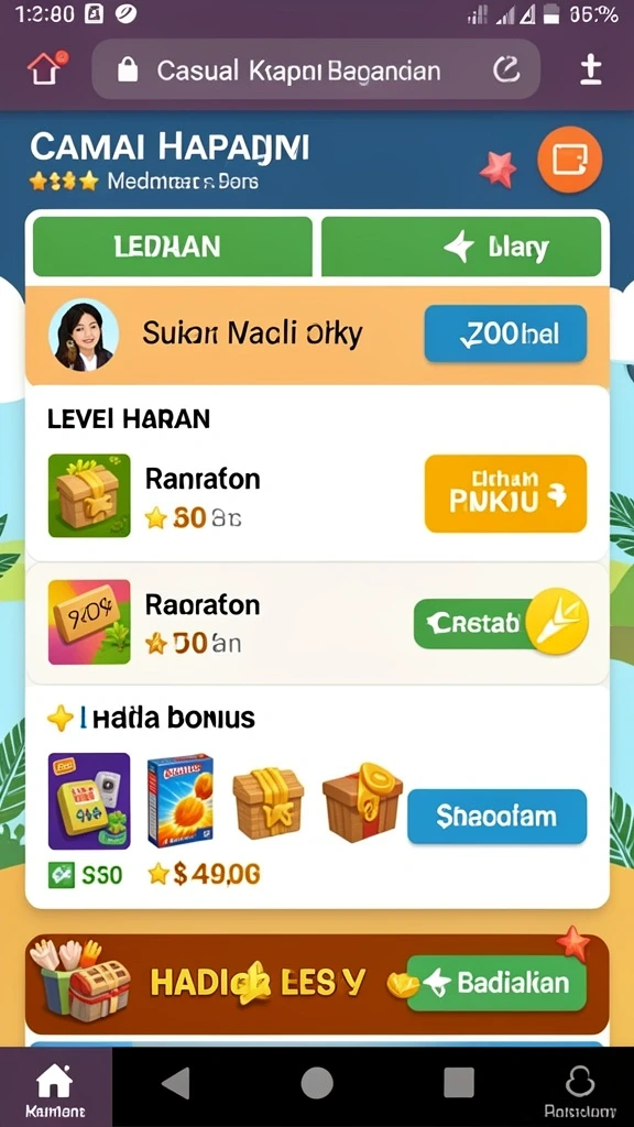 Tampilan awal permainan yang menarik dan penuh warna.