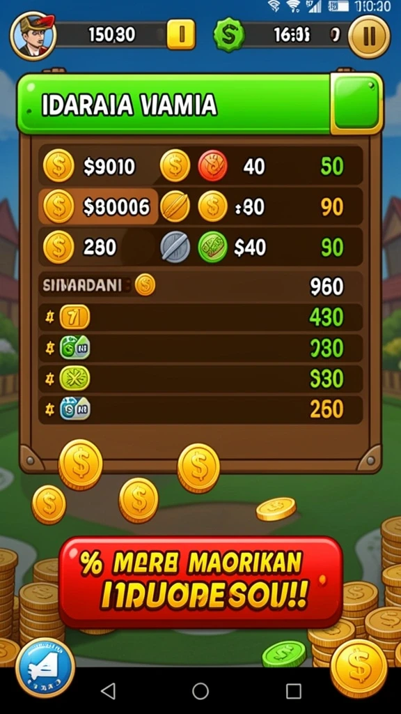 Tampilan leaderboard yang menunjukkan peringkat pemain.